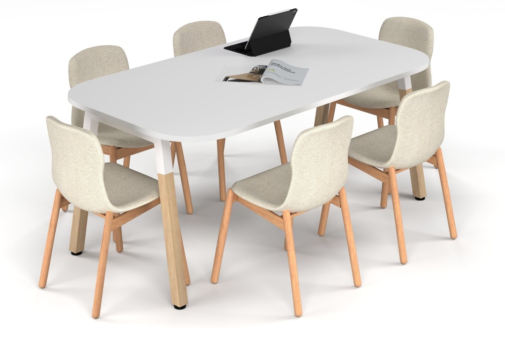 Quadro A Leg Modern Boardroom Table Wood Legs - Large Rounded Corners [1800L x 1000W with Large Rounded Corners]