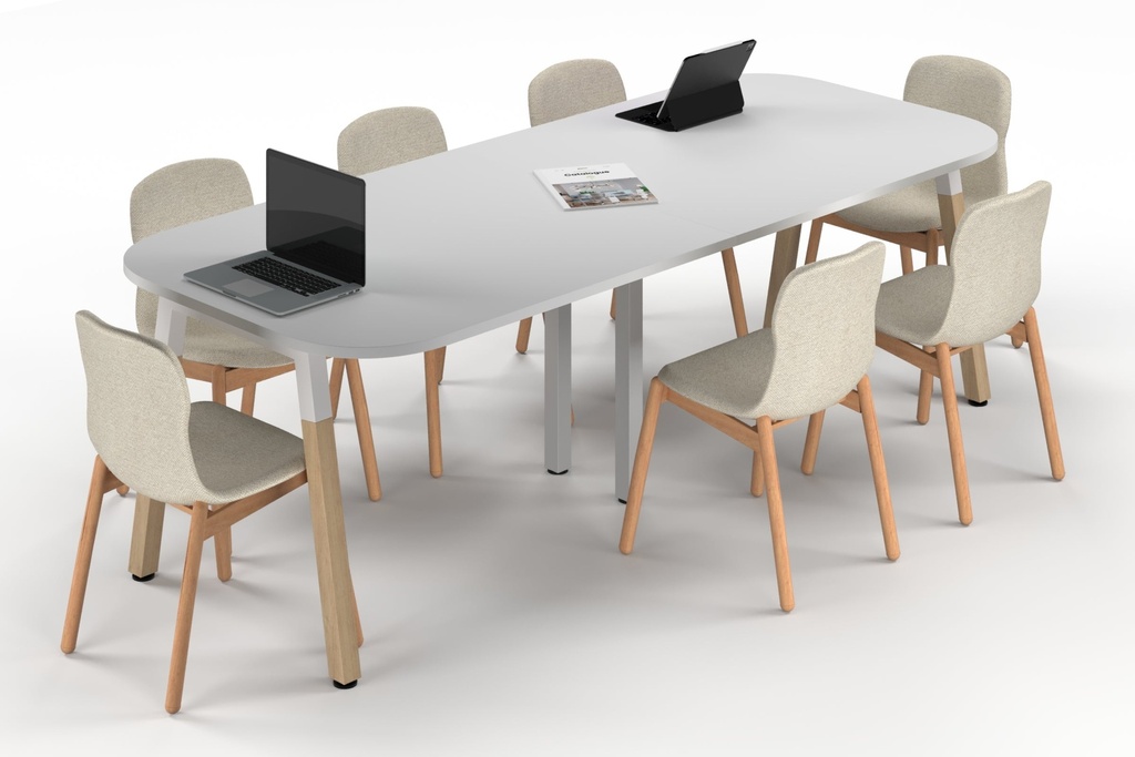 [NONE,BQDW2410.W.R.WT|0,1067()] Quadro A Leg Modern Boardroom Table Wood Legs - Large Rounded Corners [2400L x 1000W with Large Rounded Corners]