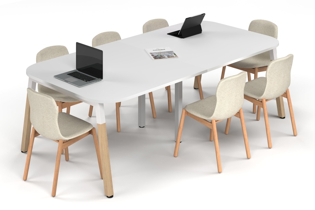Quadro A Leg Modern Boardroom Table Wood Legs - Large Rounded Corners [2400L x 1200W with Large Rounded Corners]