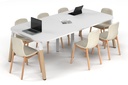 Quadro A Leg Modern Boardroom Table Wood Legs - Large Rounded Corners [2400L x 1200W with Large Rounded Corners]