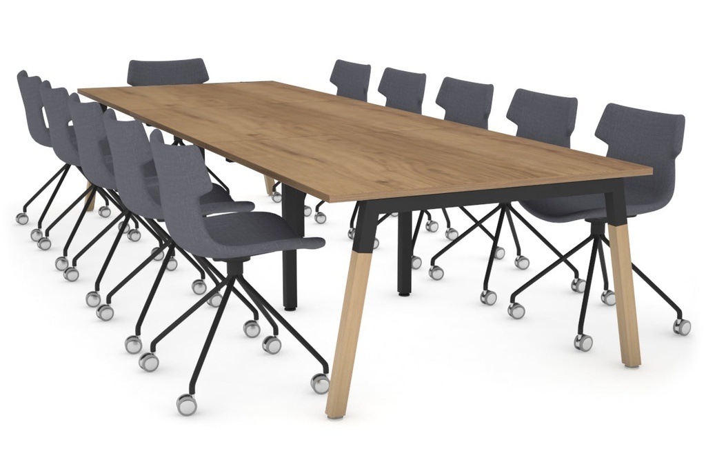 [NONE,BQDW3612.B.SO|0,2038()] Quadro A Legs Modern Boardroom Table - Wood Legs Cross Beam [3600L x 1200W]