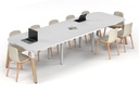 Quadro A Leg Modern Boardroom Table Wood Legs - Large Rounded Corners [3600L x 1200W with Large Rounded Corners]