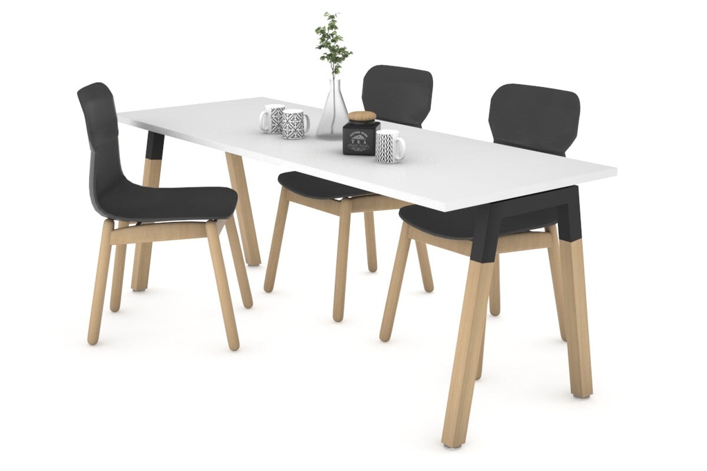 [NONE,DQDW1807.B.WT|0,680()] Quadro A Legs Table - Wood Legs Cross Beam [1800L x 700W]
