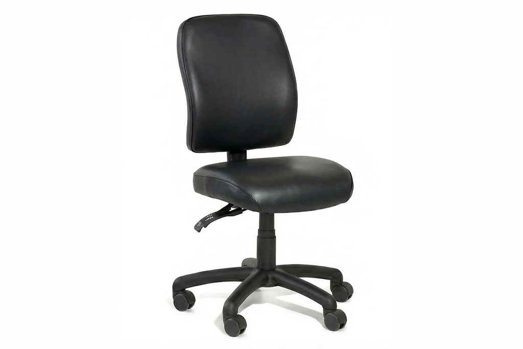 [NONE,G-SLIM-MB-SS-VINYL-BK,NONE|0,717,0()] Gregory Slimline Dual Density Ergonomic Office Chair - Deluxe Seat [Medium Back]