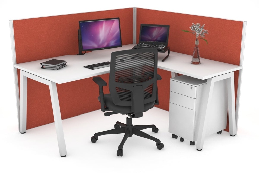 Horizon Quadro A Legs L-Shaped Corner Office Desk [1800L x 1800W with Cable Scallop]