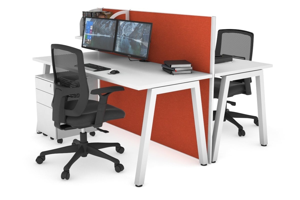 [NONE,HQAB2187.W.WT.GS,NONE|0,1456,0()] Horizon Quadro 2 Person Bench A Legs Office Workstation [1800L x 700W]