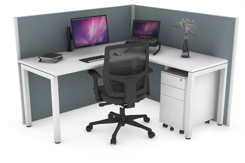 Horizon Quadro Square Legs L-Shaped Corner Office Desk [1600L x 1450W]