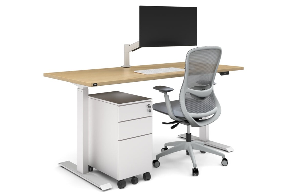 [NONE,JR1608PT-V2,NONE|0,523,0()] Just Right Height Adjustable Desk [1600L x 800W with Cable Scallop]