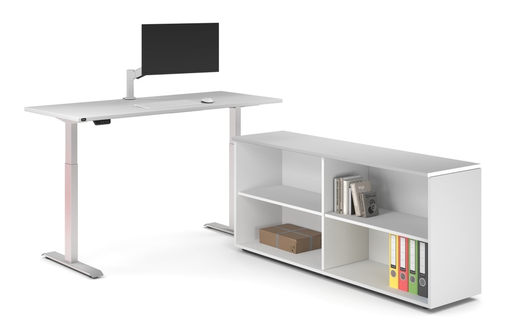 [NONE,JR1608PT-V2,US0716BPT|0,523,525()] Just Right Height Adjustable Desk Executive Setting [1600L x 800W with Cable Scallop]