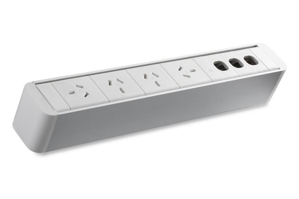 [NONE,NONE|0,0(Z04R03WT|277)] CMS Zeus Rail White - Above Desk Power [4 Power]