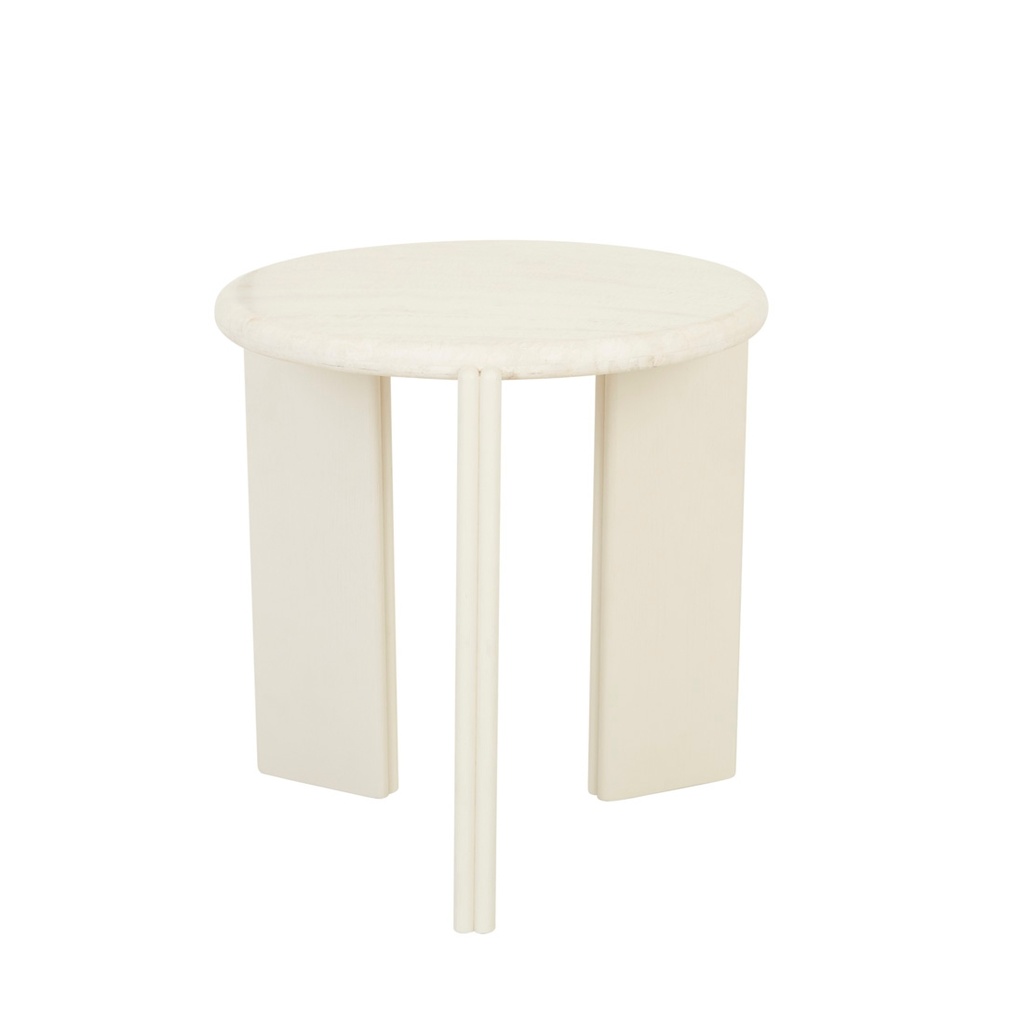 [LTO-RAY-MAR-NATURAL-TRAVERTINE-SHELL] Ray Marble Side Table - Natural Travertine - Shell