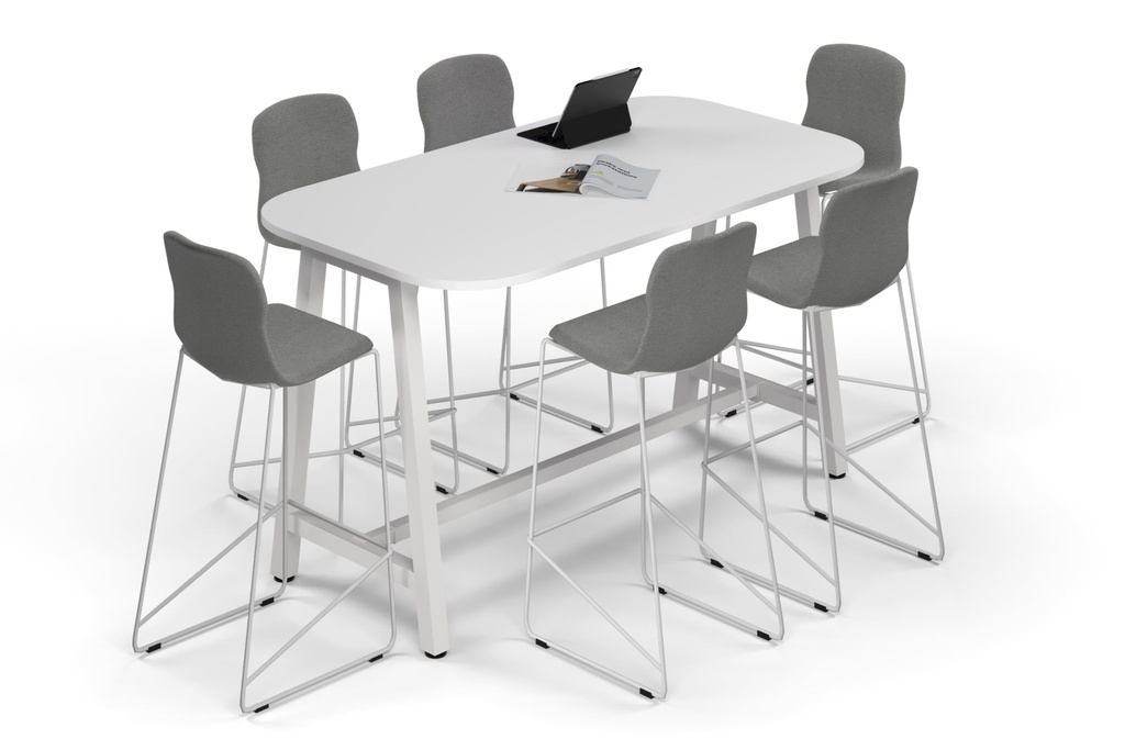 [NONE,QCA1810.W.R.WT,NONE|0,784,0()] Quadro A Legs Counter Table - Large Rounded Corners [1800L x 1000W with Large Rounded Corners]