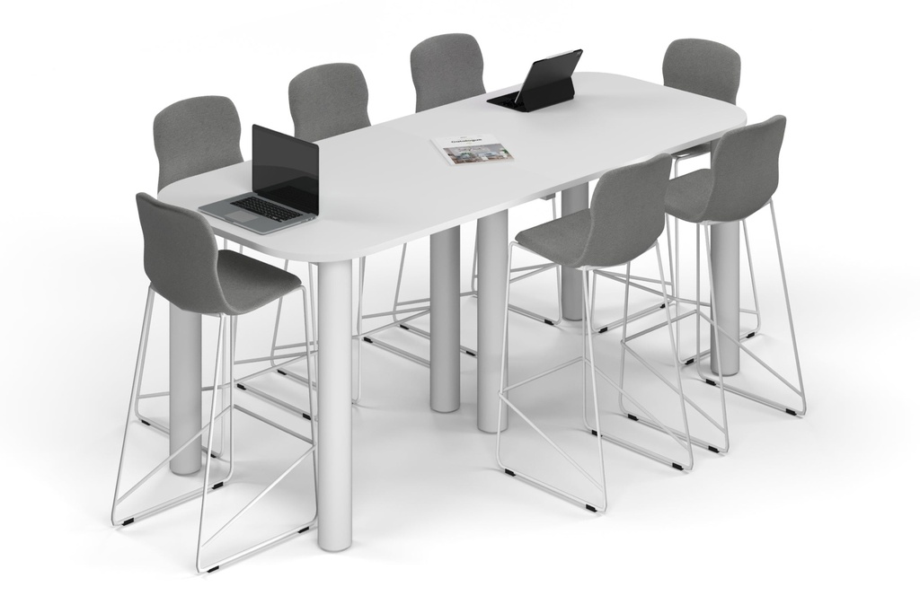 Quadro Cylinder Legs Counter Table - Large Rounded Corners [2400L x 1000W with Large Rounded Corners]