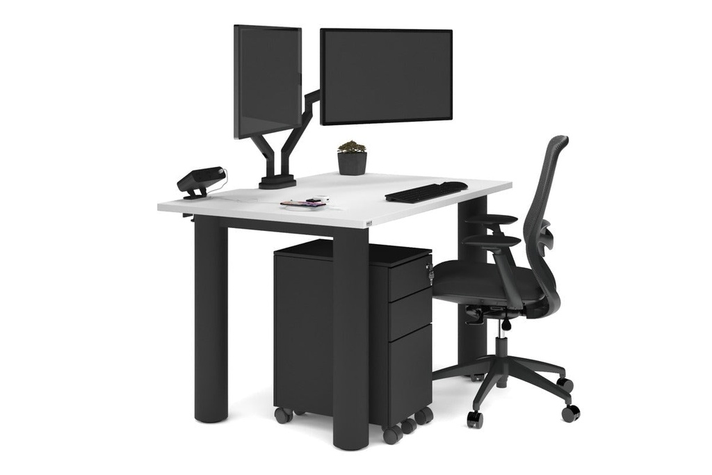 Quadro Cylinder Leg Office Desk [1400L x 800W with Cable Scallop]