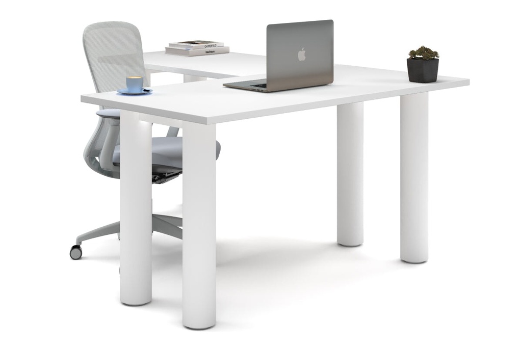 Quadro Cylinder Leg - L Shaped Corner Office Desk  [1400L x 1700W]