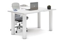 Quadro Cylinder Leg - L Shaped Corner Office Desk  [1400L x 1800W with Cable Scallop]