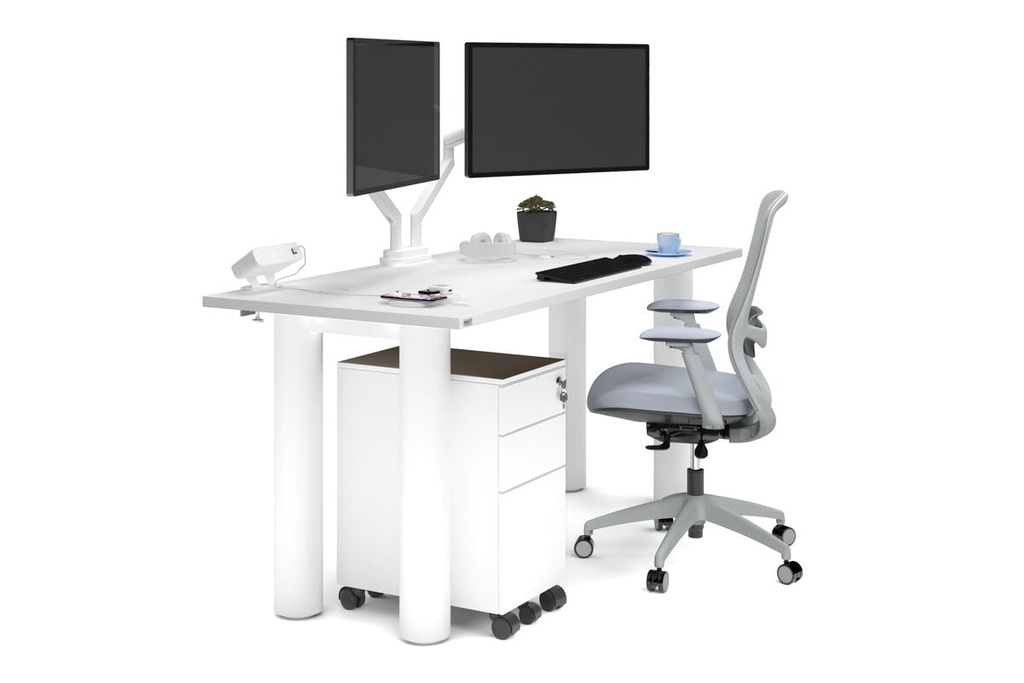 [NONE,QCL1807.W.WT|0,579()] Quadro Cylinder Leg Office Desk [1800L x 700W]