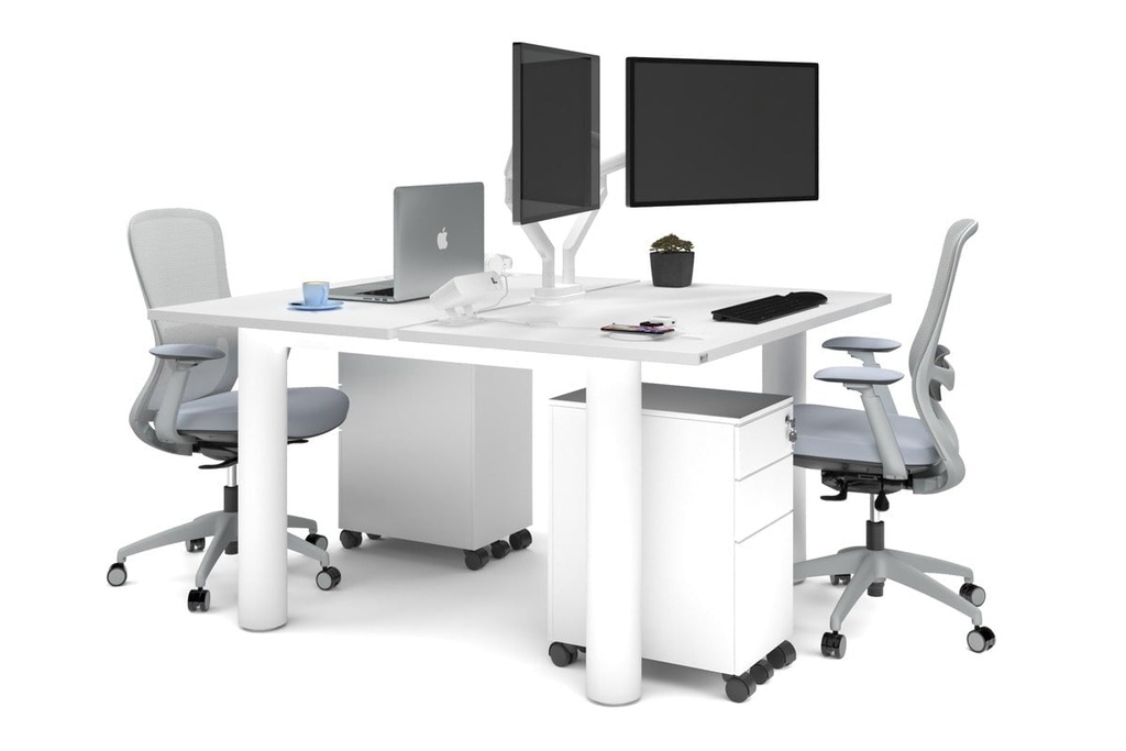Quadro Cylinder Leg 2 Person Office Workstations [1400L x 700W]