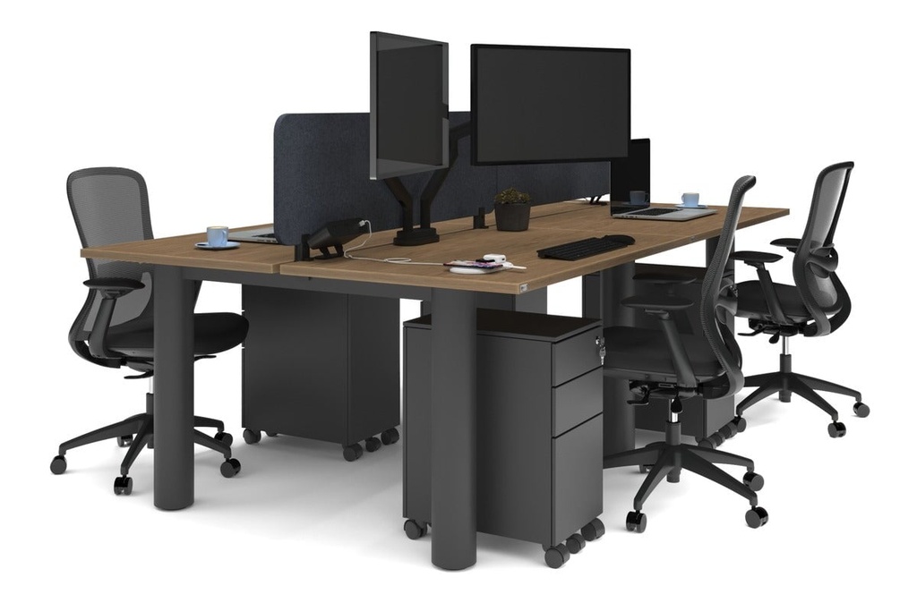 [NONE,QCLB4147.W.WT,NONE|0,1549,0()] Quadro Cylinder Leg 4 Person Office Workstations [1400L x 700W]