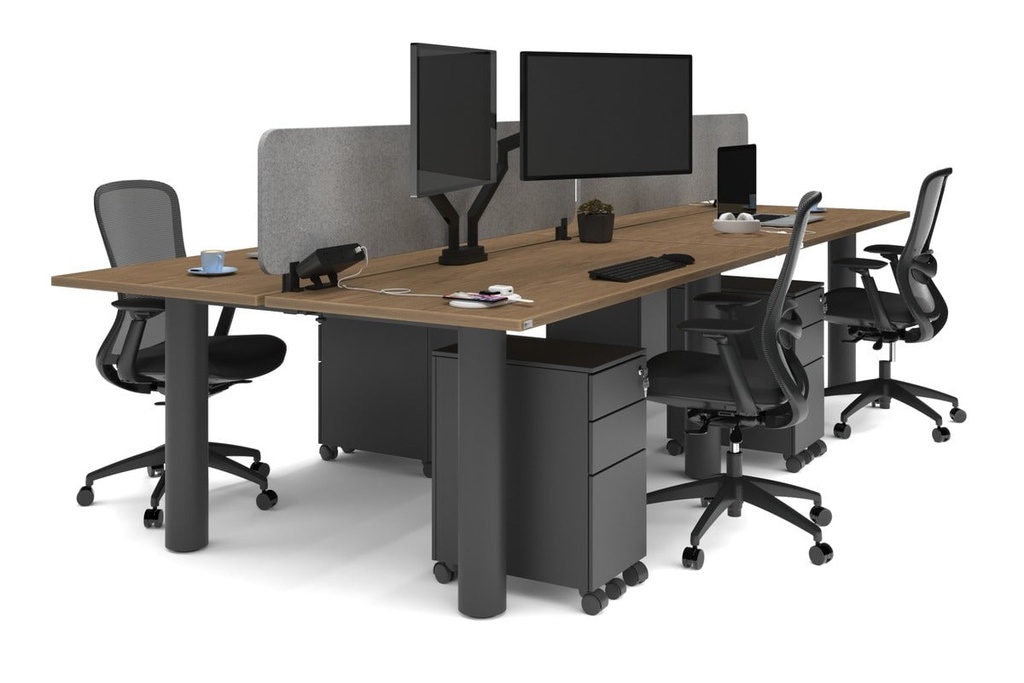 Quadro Cylinder Leg 4 Person Office Workstations [1600L x 700W]