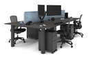Quadro Cylinder Leg 4 Person Office Workstations [1600L x 800W with Cable Scallop]
