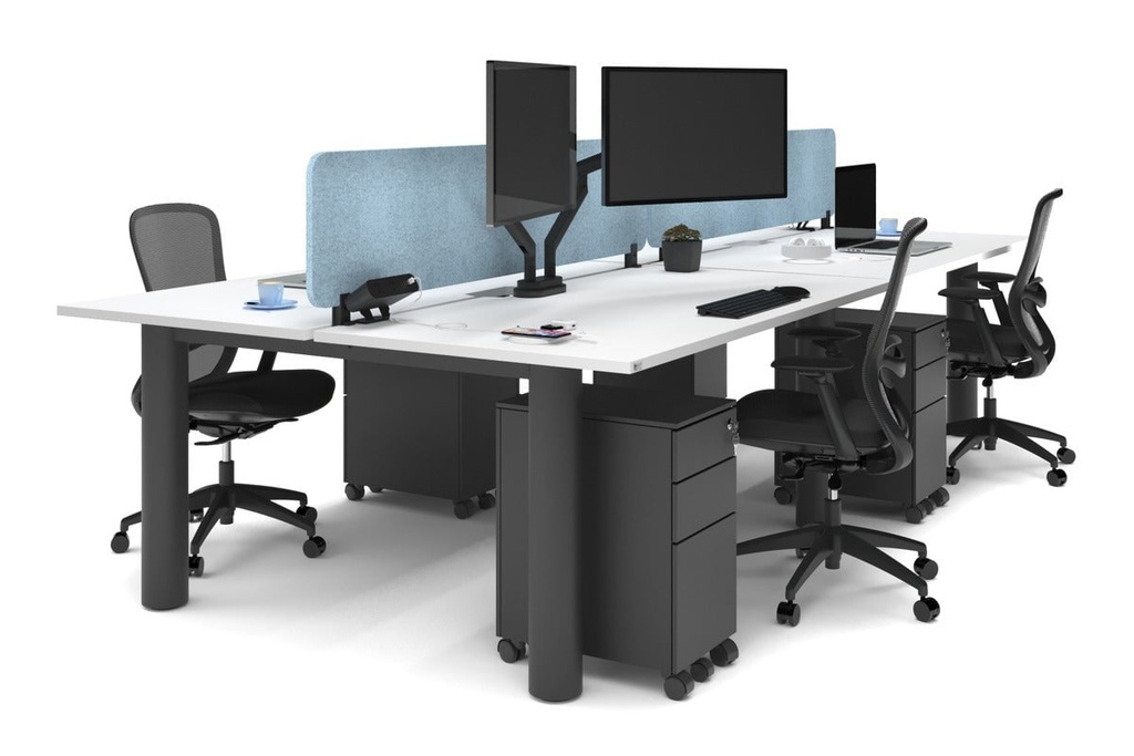 [NONE,QCLB4188.W.WT,NONE|0,1782,0()] Quadro Cylinder Leg 4 Person Office Workstations [1800L x 800W with Cable Scallop]