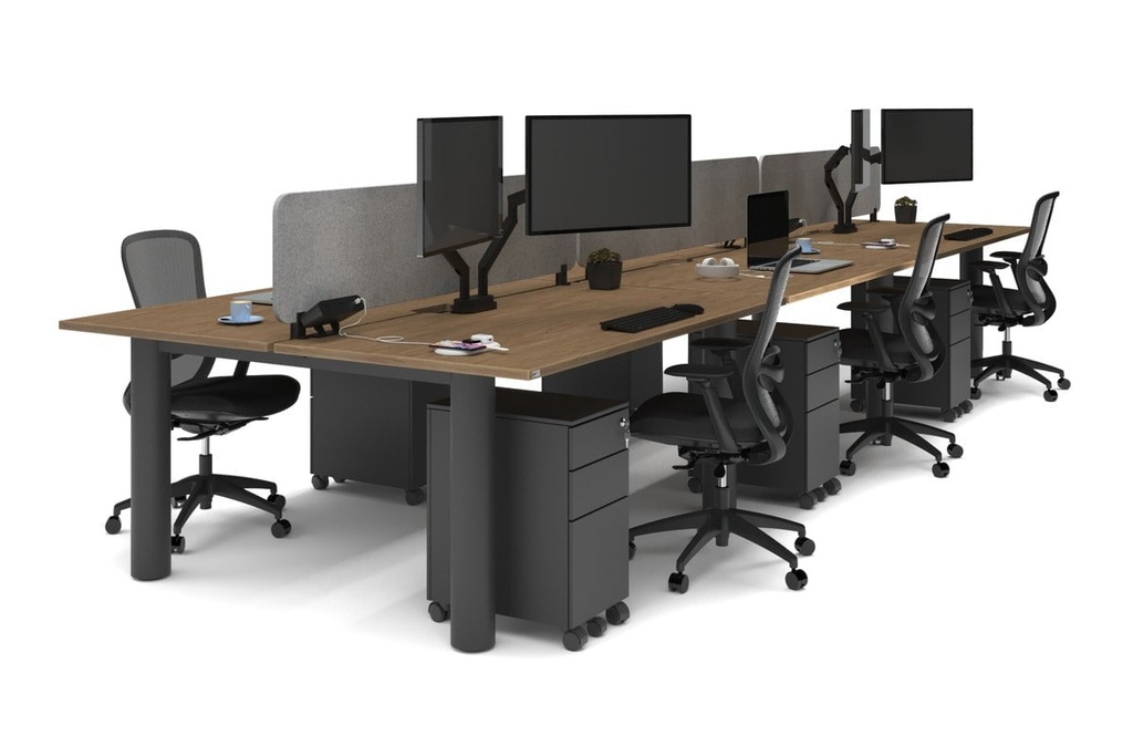 Quadro Cylinder Leg 6 Person Office Workstations [1600L x 800W with Cable Scallop]