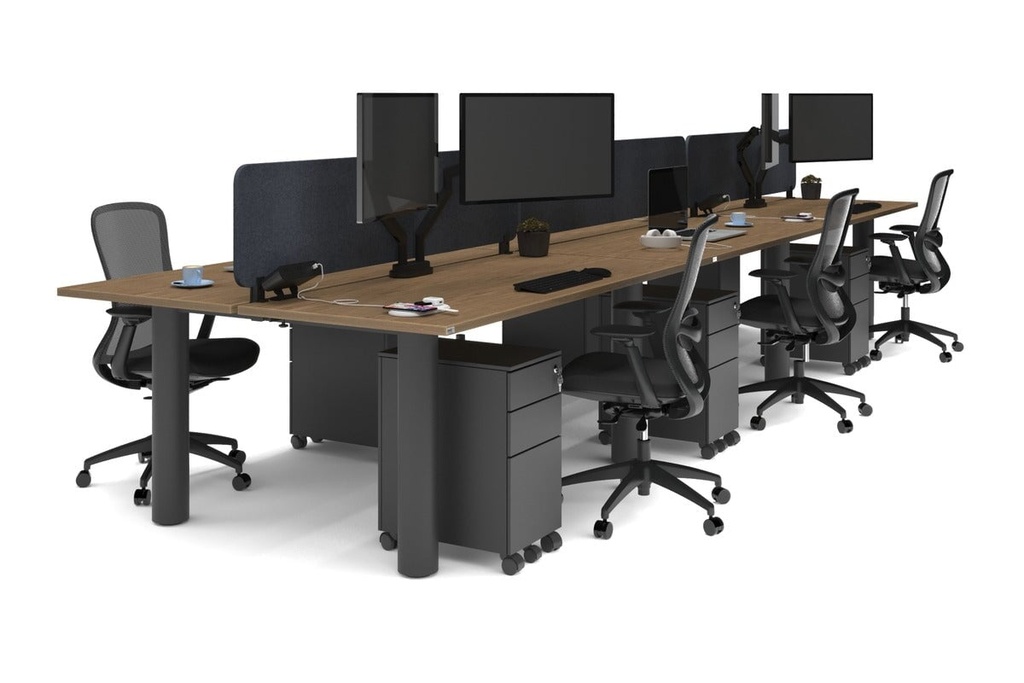 [NONE,QCLB6187.W.WT,NONE|0,2424,0()] Quadro Cylinder Leg 6 Person Office Workstations [1800L x 700W]