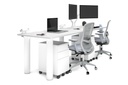 Quadro Cylinder Leg 2 Person Run Office Workstations [1400L x 800W with Cable Scallop]