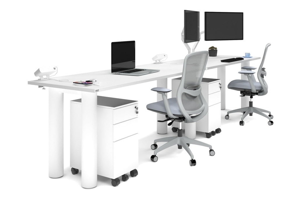 Quadro Cylinder Leg 2 Person Run Office Workstations [1600L x 700W]