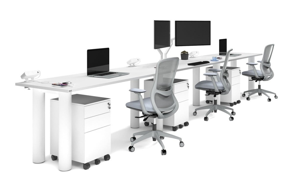 Quadro Cylinder Leg 3 Person Run Office Workstations [1600L x 700W]