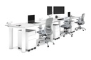 Quadro Cylinder Leg 3 Person Run Office Workstations [1600L x 800W with Cable Scallop]