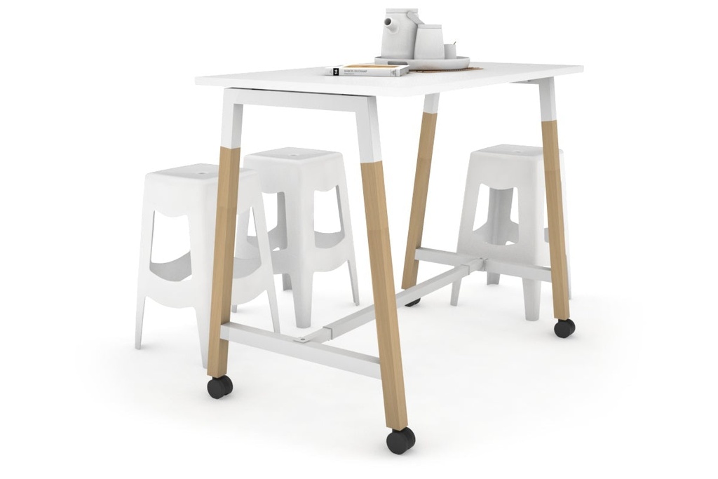 [NONE,QCW1207.W.WT,NONE|0,899,0()] Quadro A Legs Counter Table Wood Legs Cross Beam - 925H [1200L x 700W]
