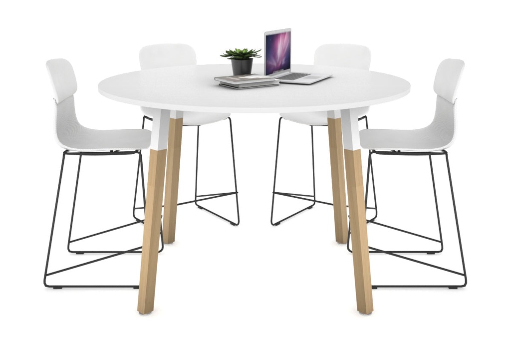 [NONE,QCWS1200.W.WT,NONE|0,723,0()] Quadro Counter Wood Legs Round Table [1200 mm]
