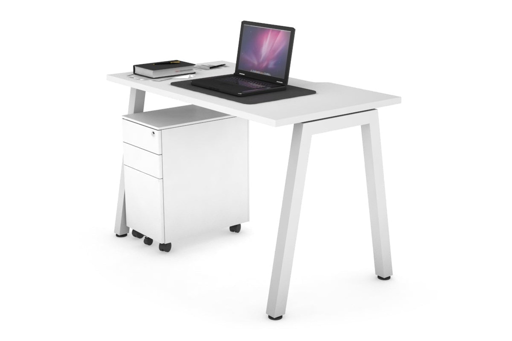 [NONE,QDA1006.W.WT|0,285()] Quadro A Legs Office Desk [1000L x 600W]