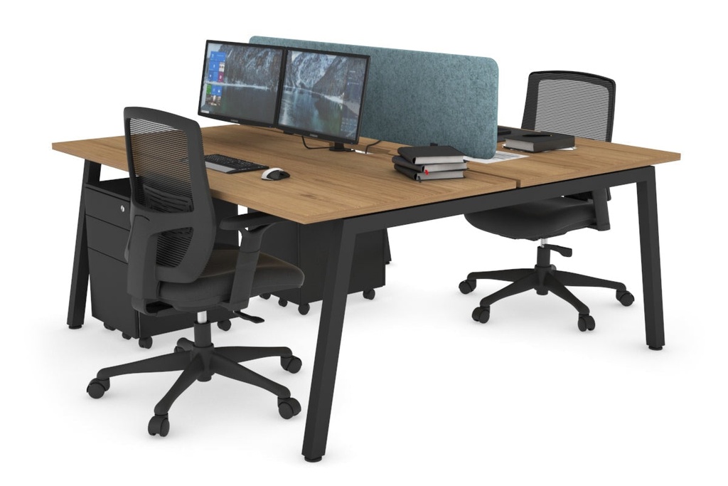 [NONE,QDB2148.W.WT,NONE|0,517,0()] Quadro 2 Person Office Workstation [1400L x 800W with Cable Scallop]