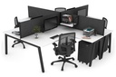 Quadro A Legs 4 Person Corner Workstation [1400L x 1800W with Cable Scallop]
