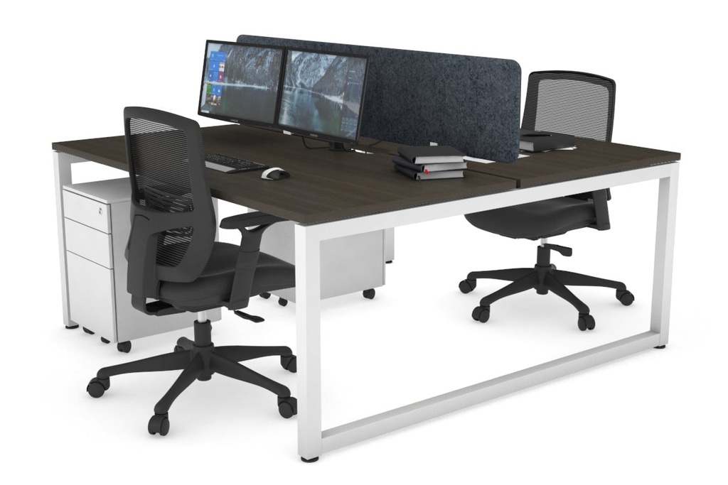 [NONE,QDLB2128.W.WT,NONE|0,856,0()] Quadro Loop Legs 2 Person Office Workstation [1200L x 800W with Cable Scallop]