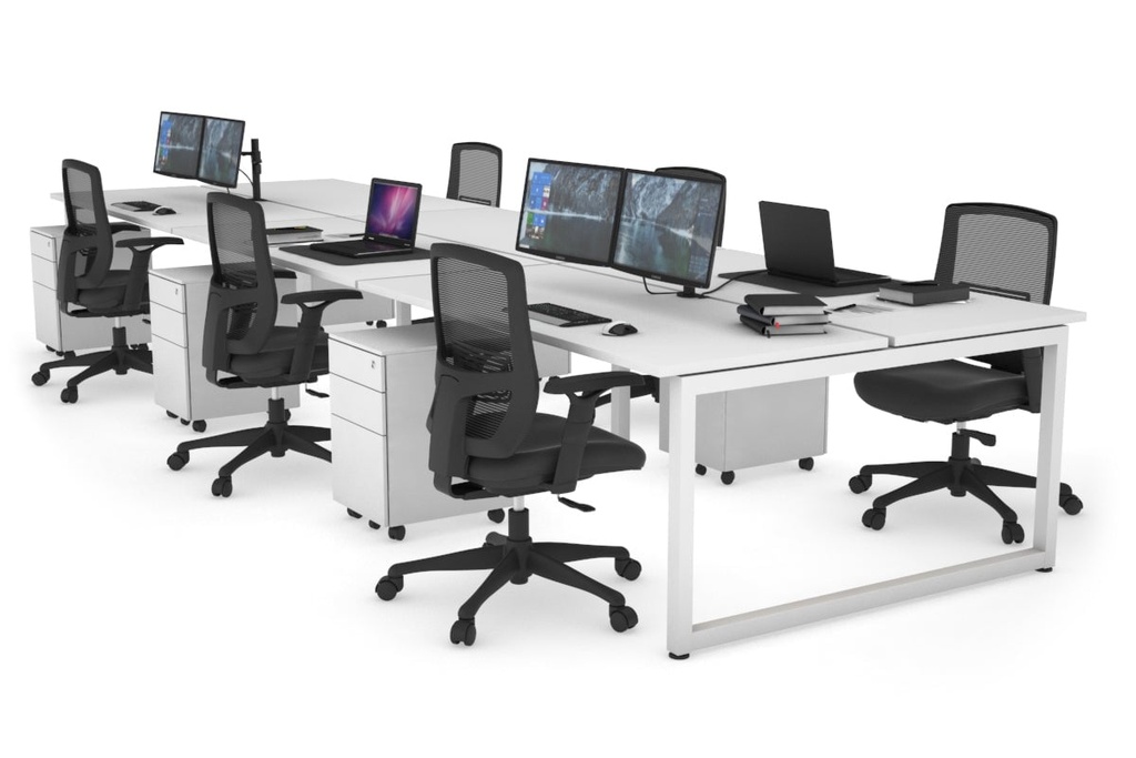 [NONE,QDLB6187.W.WT,NONE|0,2415,0()] Quadro Loop Legs 6 Person Office Workstation [1800L x 700W]