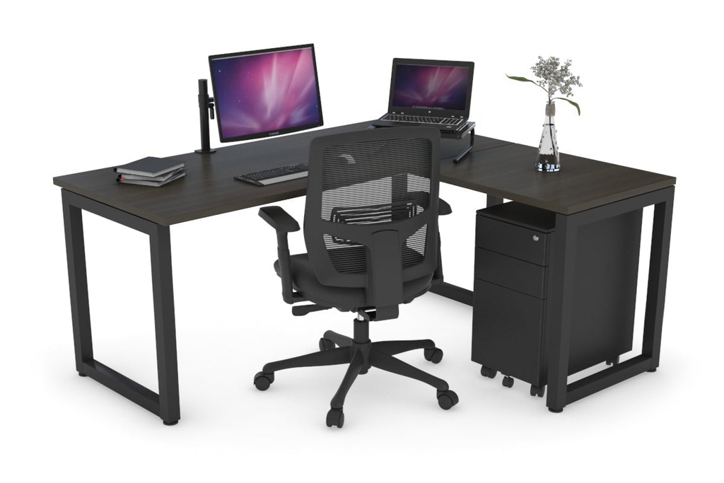 Quadro Loop Legs L-Shaped Corner Office Desk [1400L x 1450W]