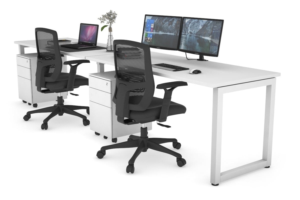 [NONE,QDLR2127.W.WT|0,849()] Quadro Loop Legs 2 Person Run Office Workstation [1200L x 700W]