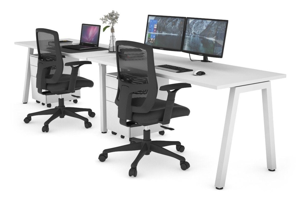 [NONE,QDPR2147.W.WT|0,550()] Quadro 2 Person Run Office Workstation [1400L x 700W]