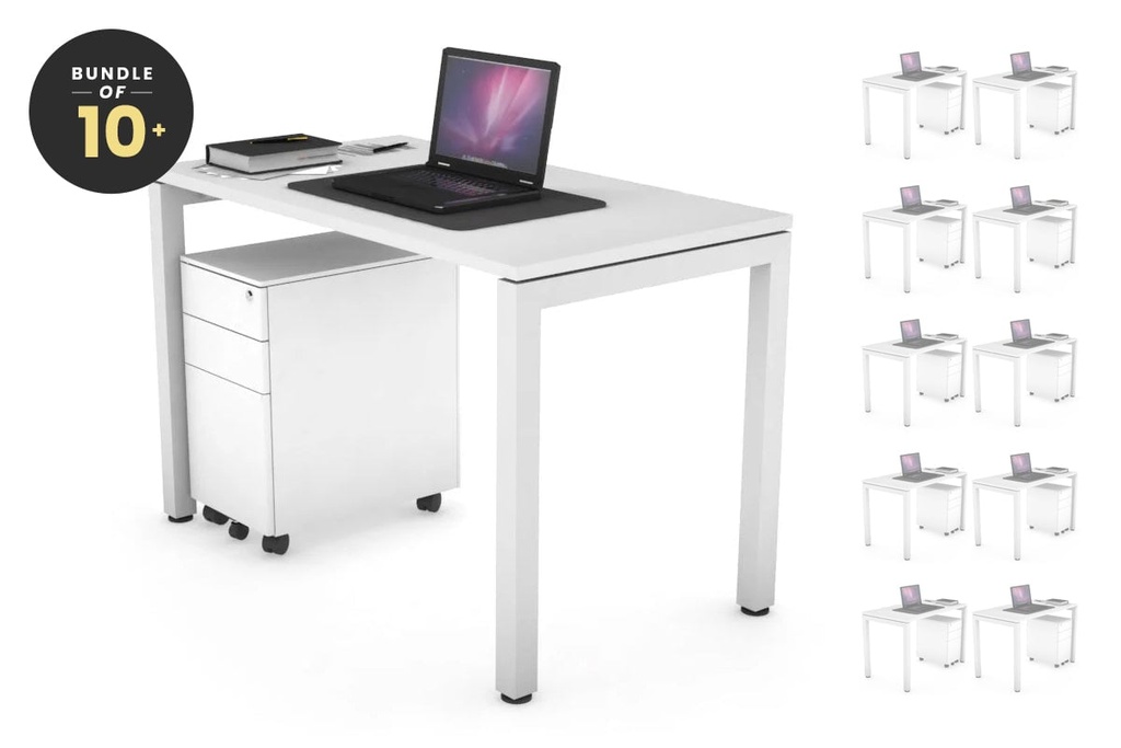 [NONE,QDS1006.W.WT|0,299()] Quadro Square Legs Office Desk [1000L x 600W]