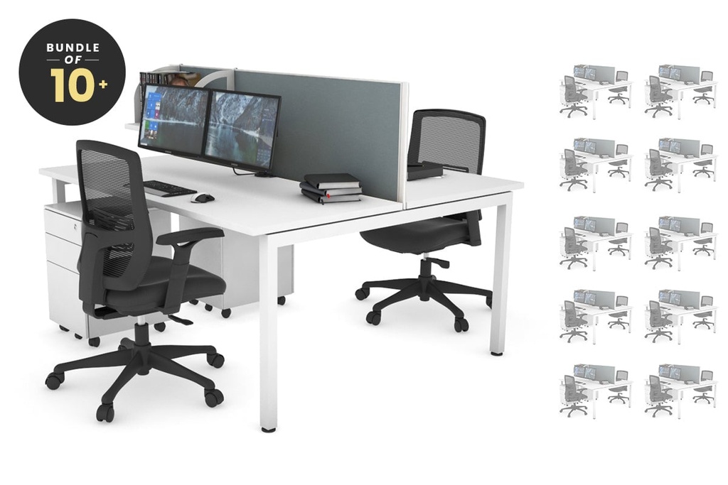 [NONE,QDSB2127.W.WT,NONE|0,517,0()] Quadro Square Legs 2 Person Office Workstation [1200L x 700W]