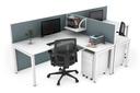 Quadro Square Legs 2 Person Corner Workstation - T Configuration [1400L x 1800W with Cable Scallop]