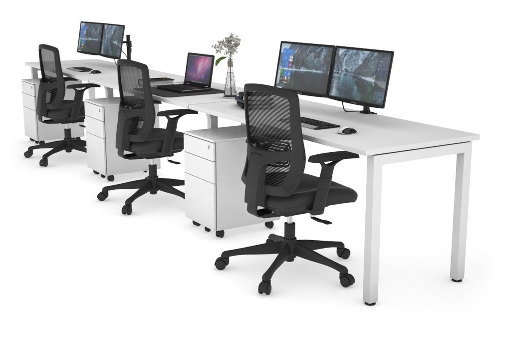 [NONE,QDSR3187.W.WT|0,892()] Quadro Square Legs 3 Person Run Office Workstation [1800L x 700W]