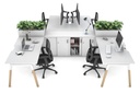 Quadro Wood A Legs Cross Beam 4 Person Workstation with Uniform Spine [4 x (1800x800 with Cable Scallop)]