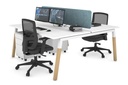 Quadro A Legs 2 Person Office Workstation - Wood Legs Cross Beam [1200L x 800W with Cable Scallop]