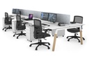 Quadro A Legs 6 Person Office Workstation - Wood Legs Cross Beam [1200L x 700W]