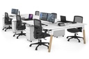 Quadro A Legs 6 Person Office Workstation - Wood Legs Cross Beam [1200L x 800W with Cable Scallop]